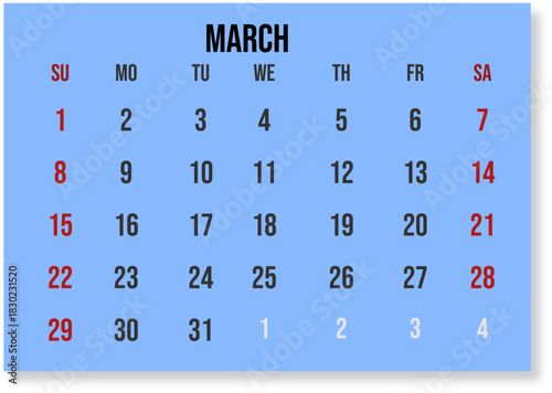 A clean and functional planner 2026 year calendar design in English, schedule month calender, organizer template, ideal for planning, scheduling, and time management designs. Vector illustration