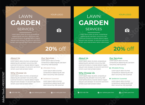 Lawn Care and Gardening Services Flyer Design | Landscaping leaflet design set lawn & garden flyer design template landscaping services Tree and gardening service poster leaflet design 