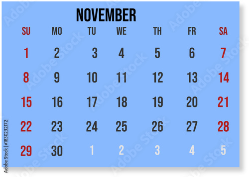 A clean and functional planner 2026 year calendar design in English, schedule month calender, organizer template, ideal for planning, scheduling, and time management designs. Vector illustration