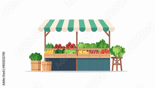 Vibrant farmer's market stand overflowing with fresh produce, inviting healthy eating, perfect for farm-to-table concepts and promoting local agriculture