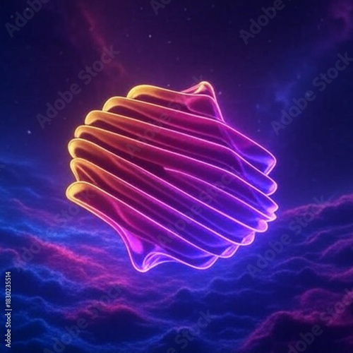  Vibrant Abstract 3D Shell Shape Geometry shell, 3d, abstract, geometry, purple, orange, vibrant, marine, ocean, digital