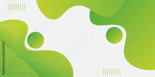 Modern green abstract background with smooth wave shapes and white central space