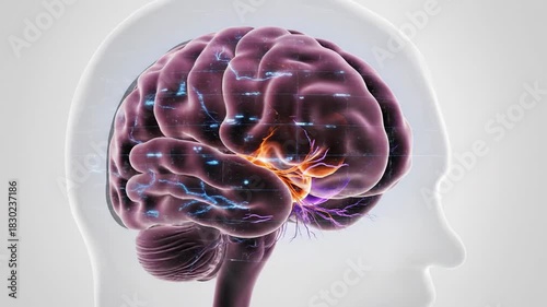 3D Animation of Human Brain Highlighting Amygdala Nuclear Complex