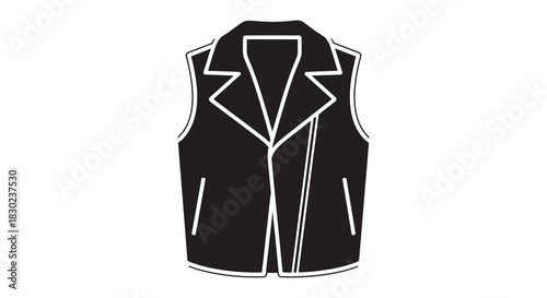 A strikingly simple depiction of a black vest with a sharp defined silhouette