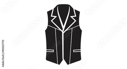a black vest with a tailored cut and lapel details simple design silhouette