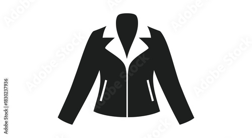 A striking black leather jacket graphic minimalist design fashion apparel clothing item silhouette