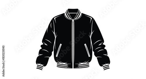A detailed black jacket design illustration showcasing classic style front view isolated silhouette
