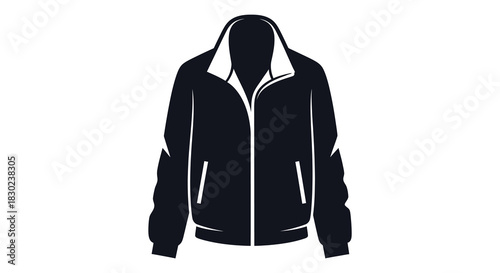 A striking black outline of a hooded jacket stylish outerwear fashion design silhouette