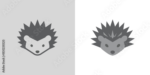 Modern flat design illustration of a charming hedgehog head icon, perfect for brand logos and animal-themed digital projects
