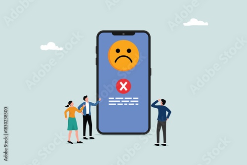 Mobile phone outages, errors, or failures caused by software update errors, server downtime, or technical issues, the concept of a victim seeing a mobile phone outage.