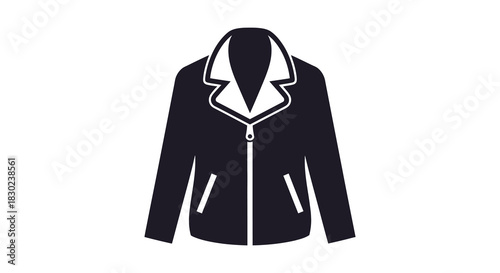 A striking black jacket design presented as a bold and graphic silhouette