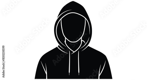 A mysterious hooded figure depicted in a stark black and white image a captivating silhouette