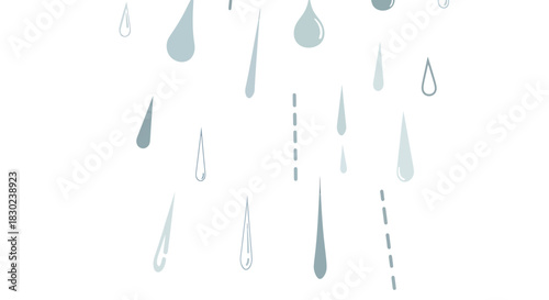 Illustration of Rain Falling Down with Various Shapes and Directions with Flat Design Style