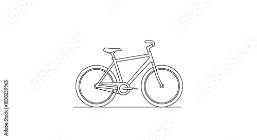 Minimalist Bicycle Outline Illustration for Sport and Recreation, simple black and white design