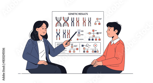 Genetics Lecture Teacher Explains DNA Structure and Hereditary Traits to Student