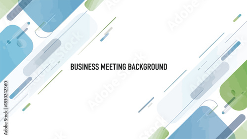 Abstract Geometric Business Meeting Background with Blue and Green Shapes