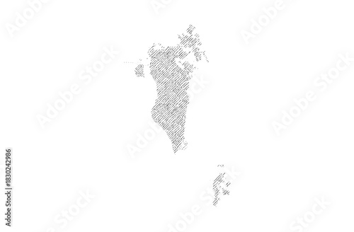 Bahrain Country map hand drawn sketch on white background vector, freehand hatch vintage style.