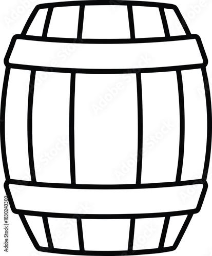 Beer barrel line art vector with metal bands wood wooden 1
