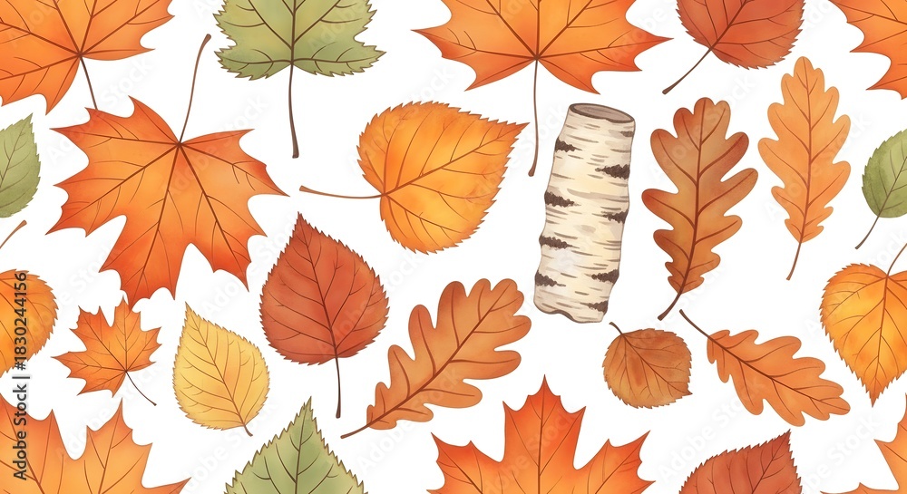 Obraz premium Autumn Leaf Seamless Pattern Background
