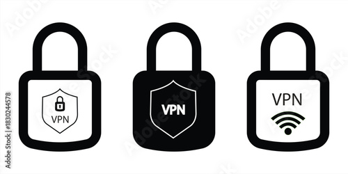VPN icon set. Private network signs and symbols. Virtual private network icon. Vector illustration