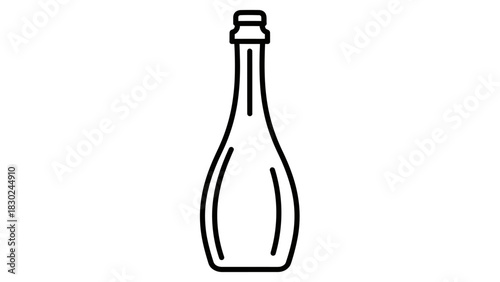 Minimalist Black Line-Art Beverage Bottle Silhouettes Vector Collection