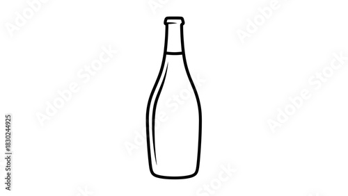 Minimalist Black Line-Art Beverage Bottle Silhouettes Vector Collection