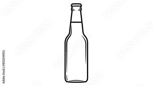 Minimalist Black Line-Art Beverage Bottle Silhouettes Vector Collection