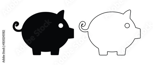  pig silhouettes one black one white outline vector 