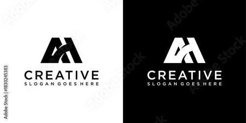 AH or HA initial letter logo design vector template