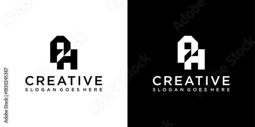 AH or HA initial letter logo design vector template