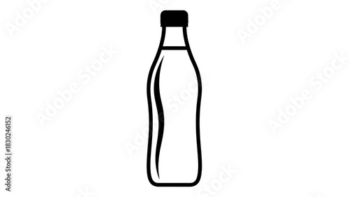 Minimalist Black Line-Art Beverage Bottle Silhouettes Vector Collection
