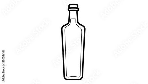 Minimalist Black Line-Art Beverage Bottle Silhouettes Vector Collection