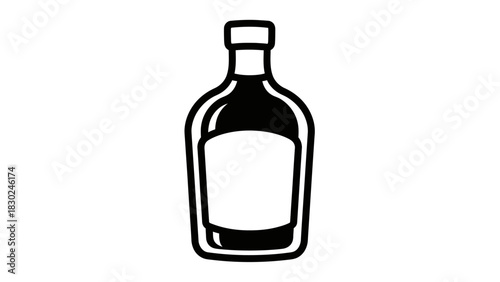 Minimalist Black Line-Art Beverage Bottle Silhouettes Vector Collection