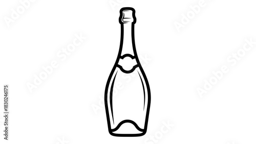 Minimalist Black Line-Art Beverage Bottle Silhouettes Vector Collection