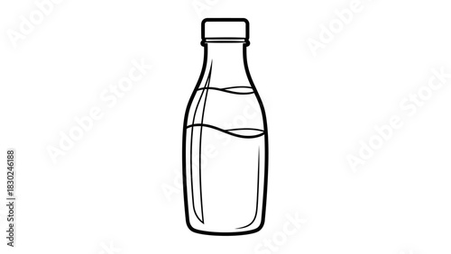 Minimalist Black Line-Art Beverage Bottle Silhouettes Vector Collection