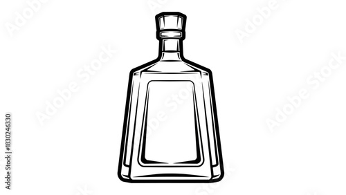 Minimalist Black Line-Art Beverage Bottle Silhouettes Vector Collection