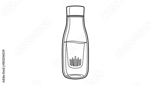 Minimalist Black Line-Art Beverage Bottle Silhouettes Vector Collection