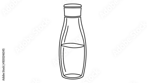 Minimalist Black Line-Art Beverage Bottle Silhouettes Vector Collection