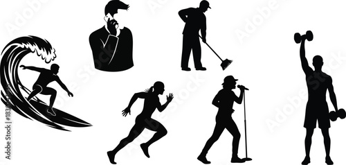 People in Motion Performing Various Activities