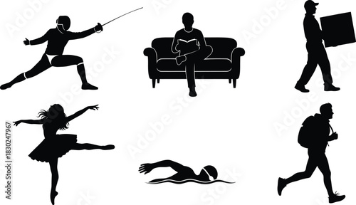 Silhouettes Representing Diverse Human Activities