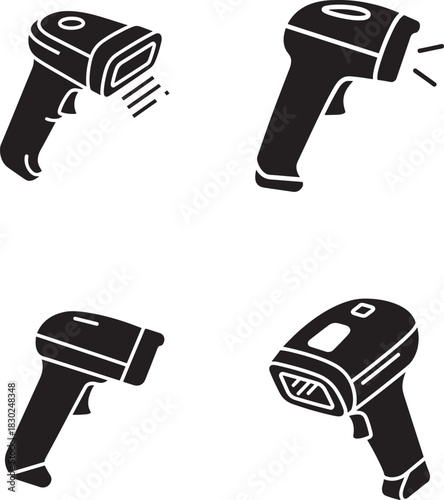 Barcode scanner icons set in Silhouette style vector illustration
