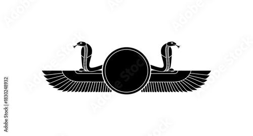 Ancient Egyptian Winged Sun Disk with Uraeus Cobras