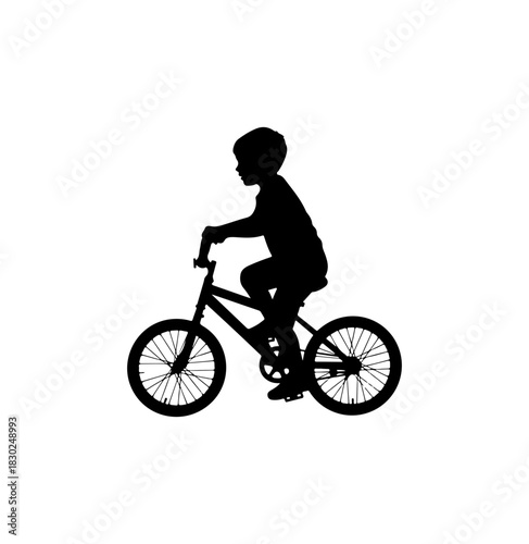 Child Riding Bicycle Silhouette