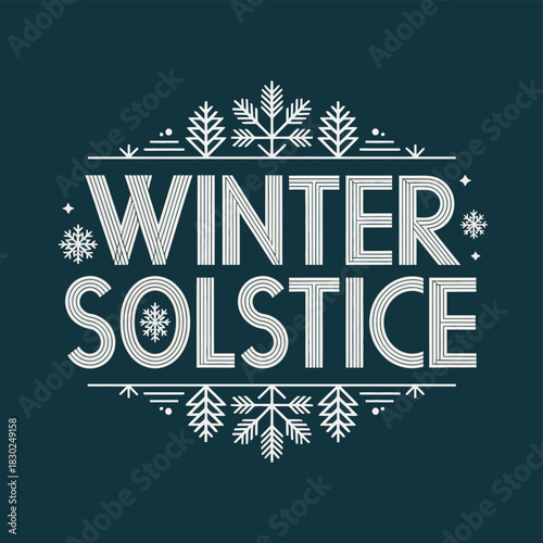 Winter Solstice Chalkboard Style Design with Snowflakes