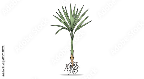 Pandanus Utilis: A Detailed Illustration of a Screw Pine Sapling.