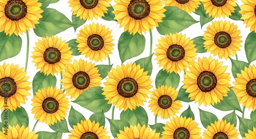 Naklejka premium Sunflower Seamless Pattern Background 