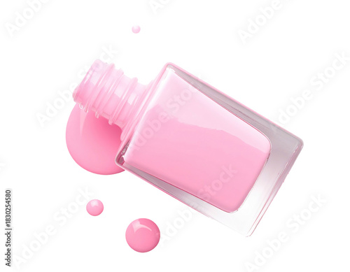 Spilled pink nail polish on black background