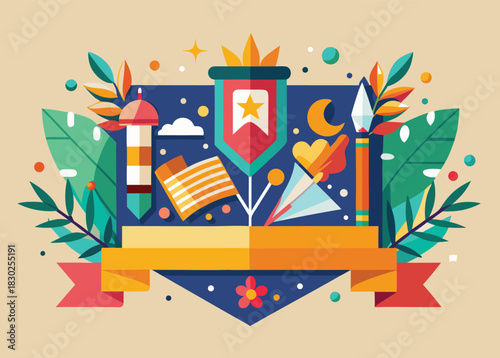 Celebrate Brazilian Festa Junina with this vibrant and colorful illustration evoking joy, community, and tradition for festive designs and cultural events.