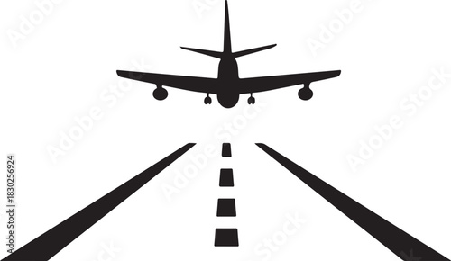 Isolated jet on the airport runway used for air travel and transportation