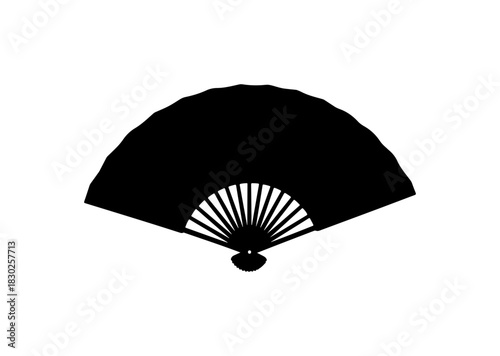 Elegant handheld fan silhouette for decorative arts, Asian themes, and cultural events design